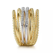 Load image into Gallery viewer, 14K White and Yellow Gold 0.24Ct Diamond Bujukan Easy Stackable Ladies Ring

