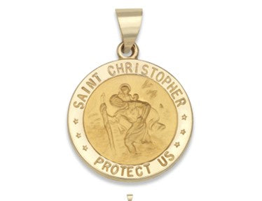 14kt Yellow Gold 18mm Saint Christopher Medal Charm