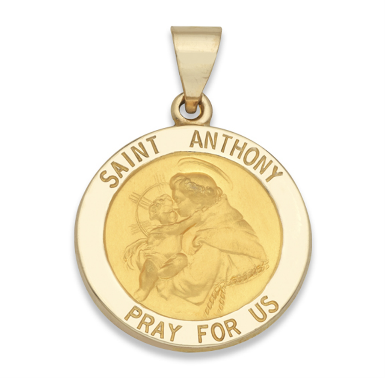 14k Yellow Gold Saint Anthony Medal 18MM