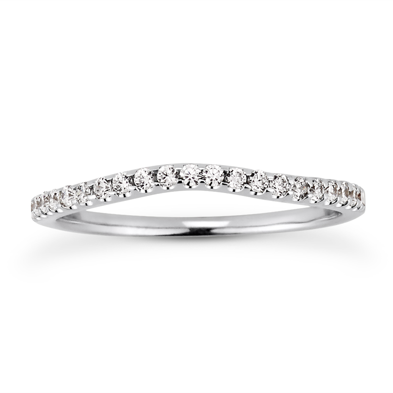 14k White Gold 0.35Ct Diamond Curved Band