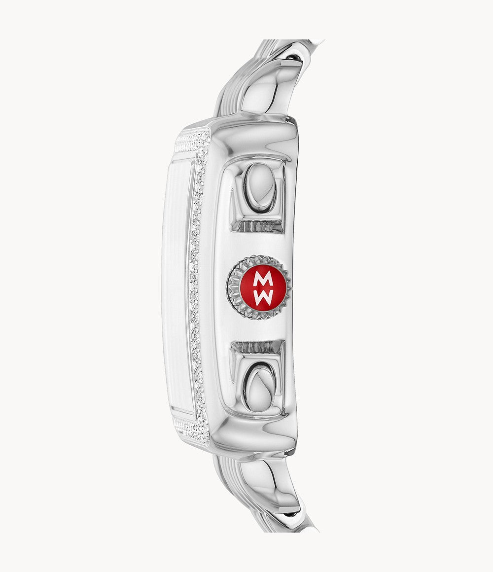 Michele Deco Stainless Diamond Dial and Bezel Watch