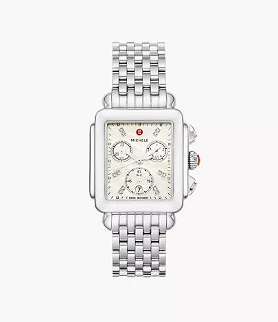 Michele Deco Stainless Diamond Dial Watch