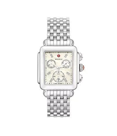 Michele Deco Stainless Diamond Dial Watch