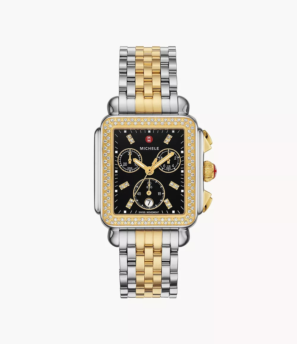Michele Deco Two-Tone 18K Gold-Plated Diamond Watch