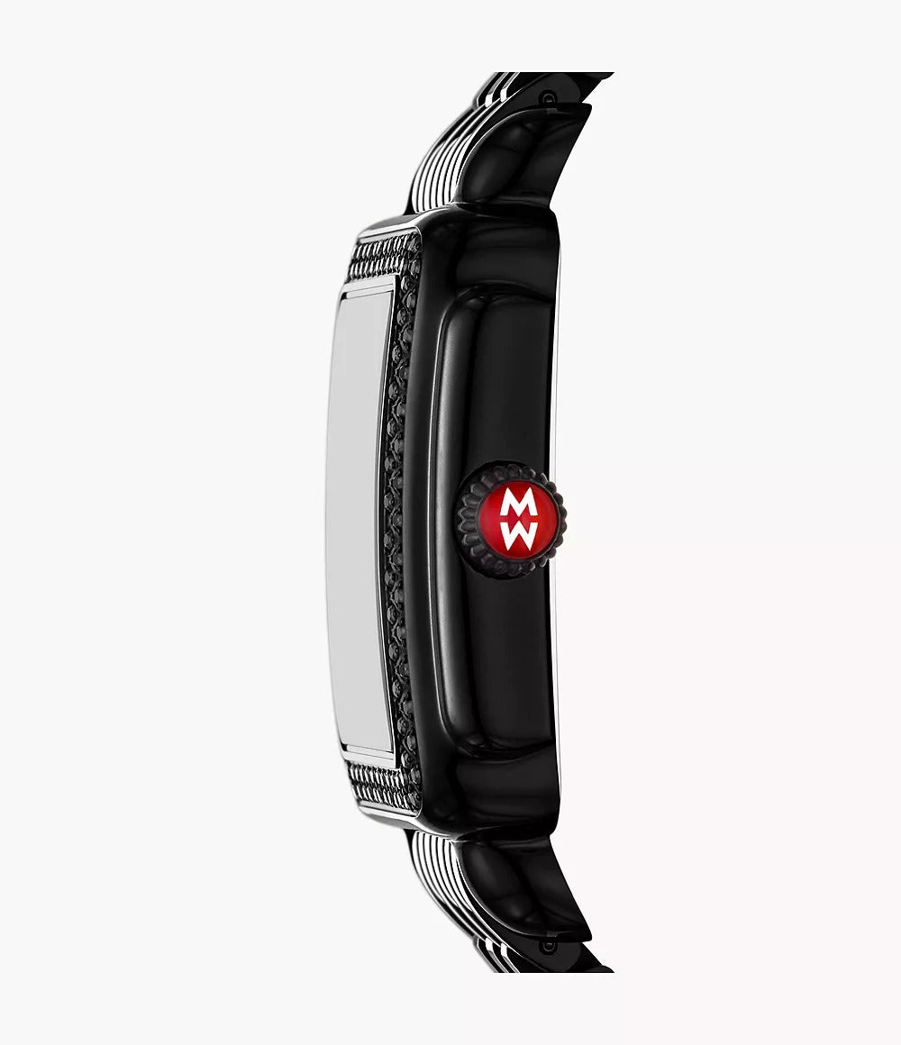 Michele Deco Madison Mid Noir Stainless Steel Diamond Watch