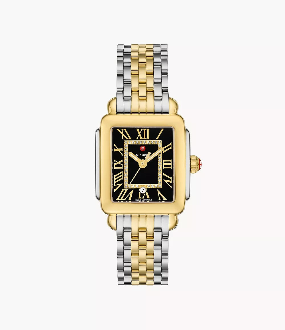 Michele Deco Madison Mid Two-Tone 18K Gold-Plated Diamond Watch