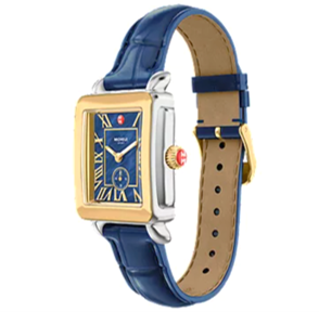 Michele Deco Sport Mid Navy Leather Watch