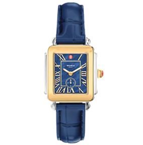 Michele Deco Sport Mid Navy Leather Watch