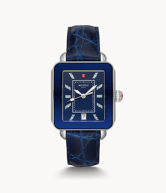 Michele Deco Sport Blue Topaz Indexes, Blue Strap
