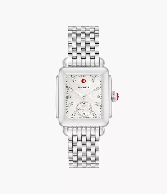 Michele Deco Mid Stainless Diamond Dial Watch