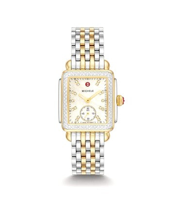 Michele Deco Mid Two-Tone 18K Plate Gold Diamond Dial and Bezel Watch