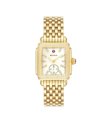 Michele Deco Mid 18K Gold-Plated Diamond Watch
