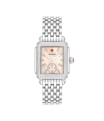 Michele Deco Mid Stainless Steel Diamond Watch
