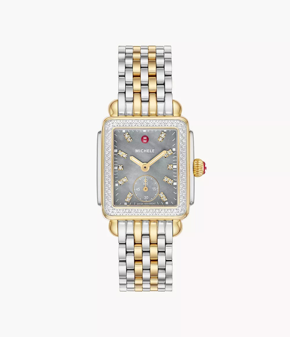 Michele Deco Mid Two-Tone 18K Gold-Plated 0.49Ct Diamond Watch