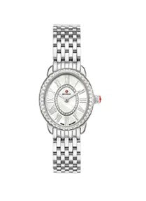 Michele Serein Oval Diamond Stainless Steel Watch