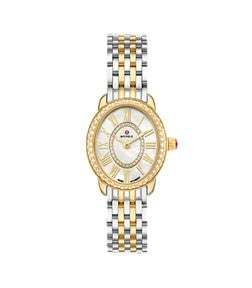 Michele Serein Oval Diamond Two-Tone 18K Gold-Plated Watch