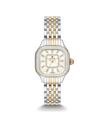 Michele Meggie Two-Tone 18K Plated Diamond Dial and Bezel Stainless Steel Watch