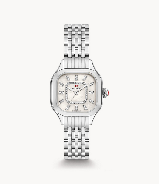 Michele Meggie Stainless Steel Diamond Dial Watch