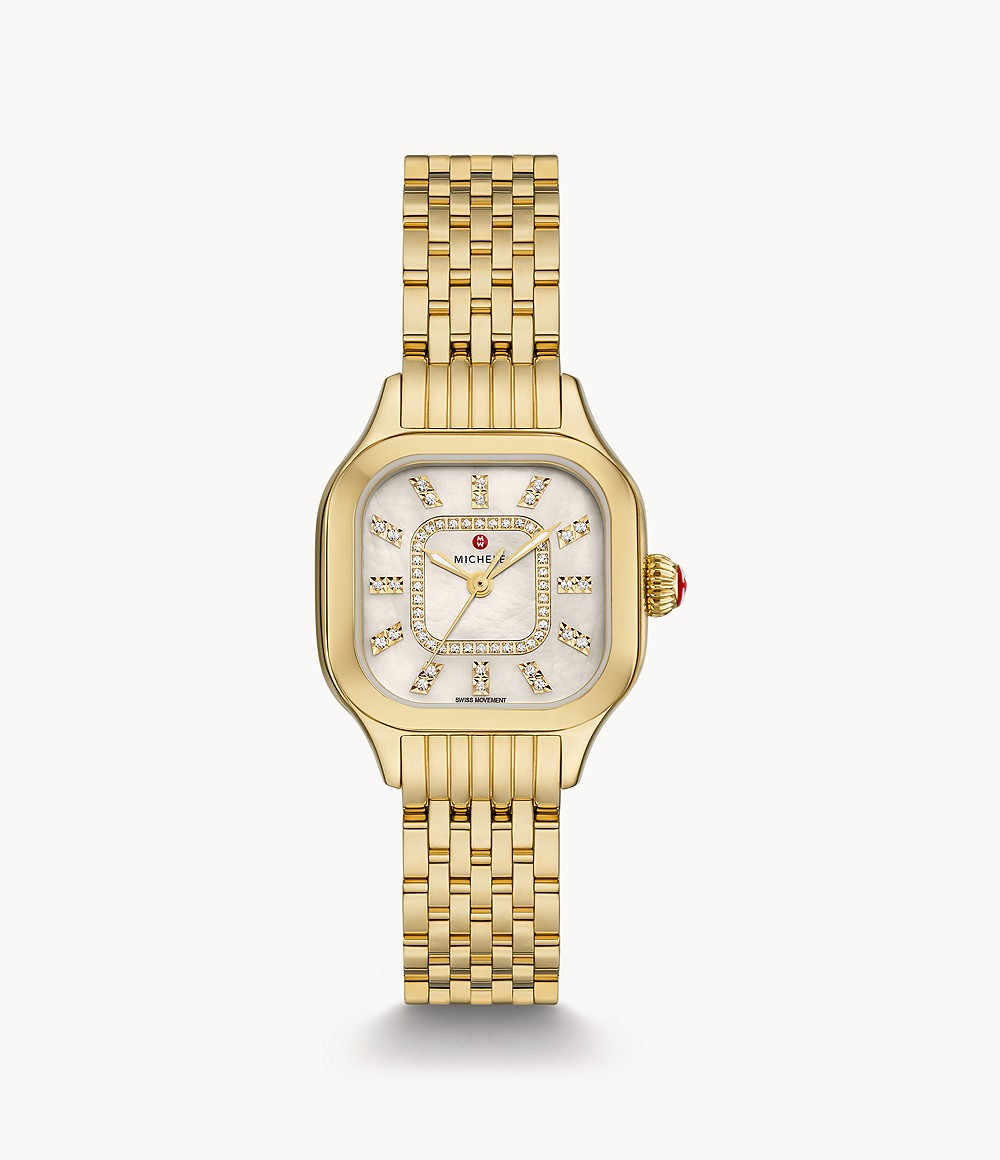 Michele Meggie 18K Gold-Plated Diamond Dial Watch