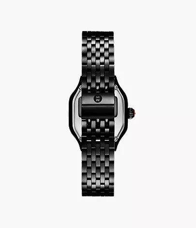 Michele Meggie Three-Hand Black Stainless Steel Watch