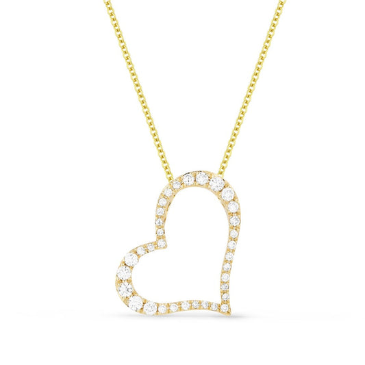 14k Gold 0.23Ct Diamond Heart Pendant with 34 Diamonds, available in White and Yellow Gold