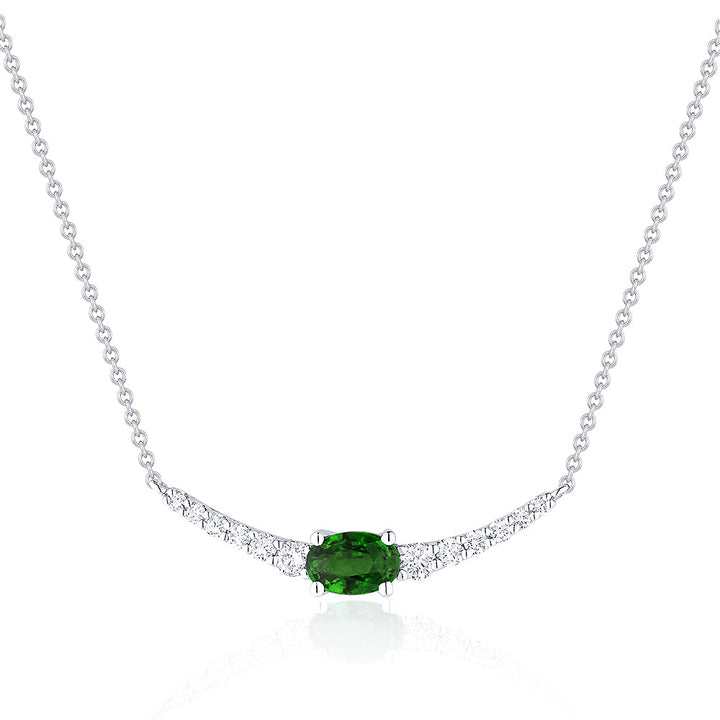 14k White Gold 0.29Ct Emerald, 0.23Ct Diamond Necklace – Michael