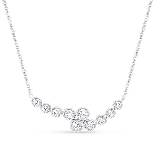 14k White Gold 0.49Ct Diamond Bar Necklace