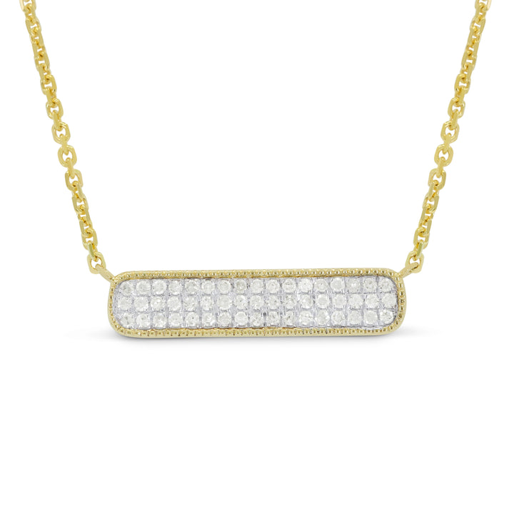 14k Yellow Gold 0.19Ct Diamond Bar Necklace