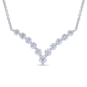 14k White Gold 1.00Ct Diamond V Necklace
