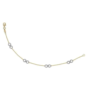 14K Two Tone Gold Polished Infinity Station 7-inch Chain Bracelet