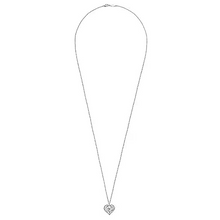 Load image into Gallery viewer, Sterling Silver Floral Inlay Heart Pendant 30 inch  Necklace
