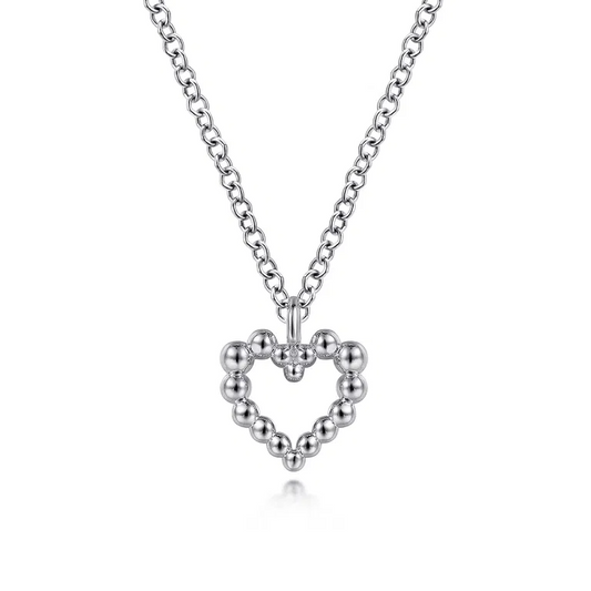 Sterling Silver Bujukan Beaded Heart Necklace