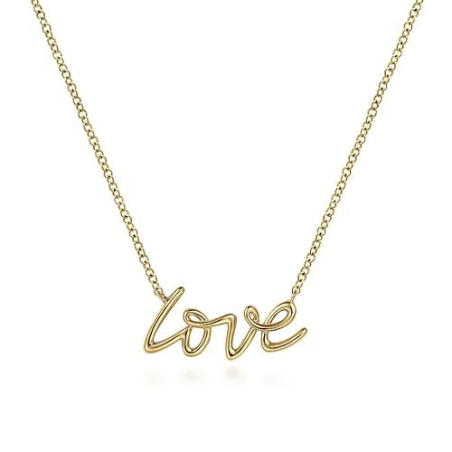 Gabriel 14K Yellow Gold Love Necklace 17.5 Inch Long