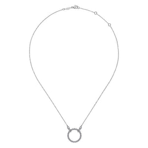 Gabriel Sterling Silver Bujukan 0.05Ct White Sapphire Open Circle Pendant Necklace