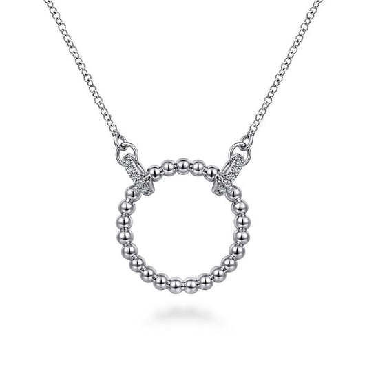 Gabriel Sterling Silver Bujukan 0.06Ct White Sapphire Open Circle Pendant Necklace