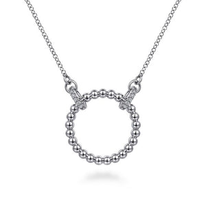 Gabriel Sterling Silver Bujukan 0.05Ct White Sapphire Open Circle Pendant Necklace