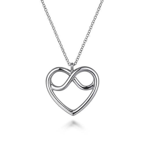 Gabriel Sterling Silver Infinity Heart Pendant Necklace 17.5 Inch Long