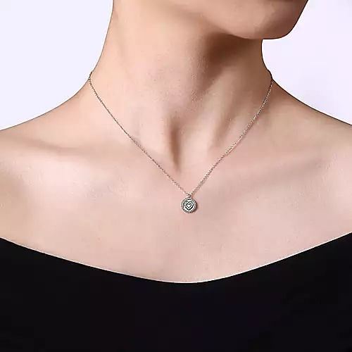 Sterling Silver Bujukan 0.05Ct Diamond Heart Pendant Necklace