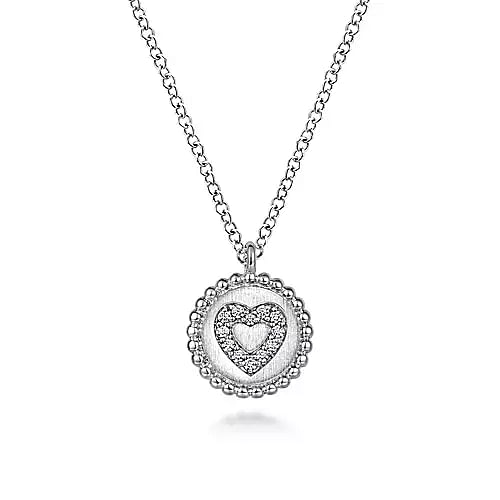Sterling Silver Bujukan 0.05Ct Diamond Heart Pendant Necklace