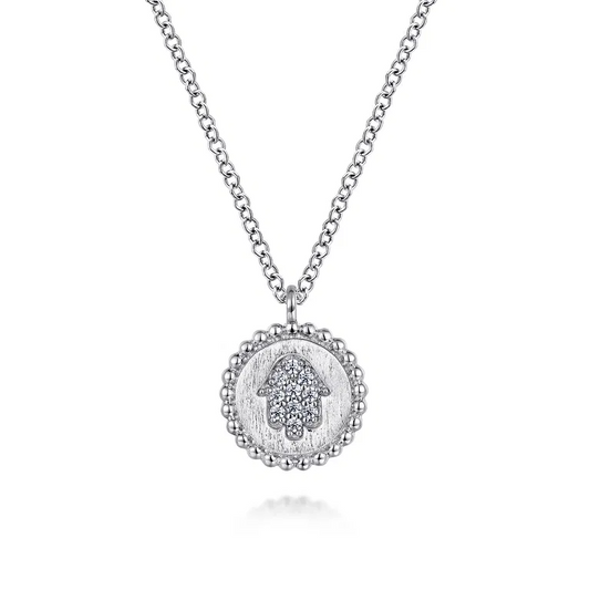 Sterling Silver Bujukan Beaded Hamsa Necklace