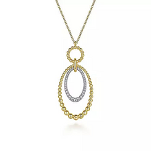 Load image into Gallery viewer, 14K White-Yellow Gold Bujukan and 0.26Ct Diamond Circle Pendant Necklace
