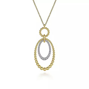 14K White-Yellow Gold Bujukan and 0.26Ct Diamond Circle Pendant Necklace