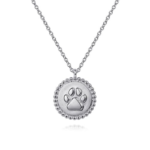 Sterling Silver Bujukan Paw Print Pendant Necklace