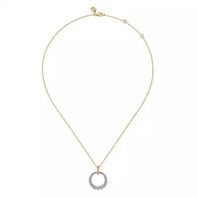 Load image into Gallery viewer, Gabriel 14K White and Yellow Gold 0.52Ct Diamond Bujukan 20mm Drop Necklace
