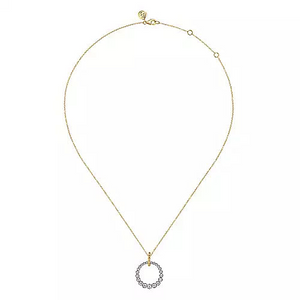 Gabriel 14K White and Yellow Gold 0.52Ct Diamond Bujukan 20mm Drop Necklace