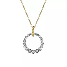 Load image into Gallery viewer, Gabriel 14K White and Yellow Gold 0.52Ct Diamond Bujukan 20mm Drop Necklace
