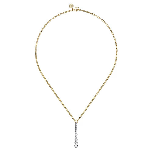 14K White and Yellow Gold 0.51Ct Diamond Vertical Bar Link Necklace