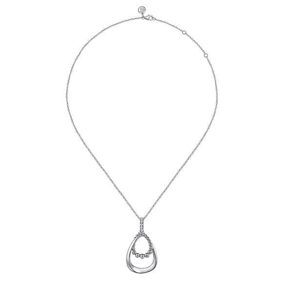 Gabriel Sterling Silver 0.27Ct White Sapphire Bujukan Pendant Drop Necklace