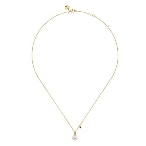 14K Yellow Gold Pearl Drop Necklace