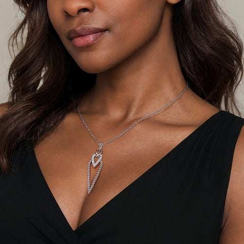 Sterling Silver Bujukan Beads and 0.60Ct White Sapphire Pendant Drop Necklace